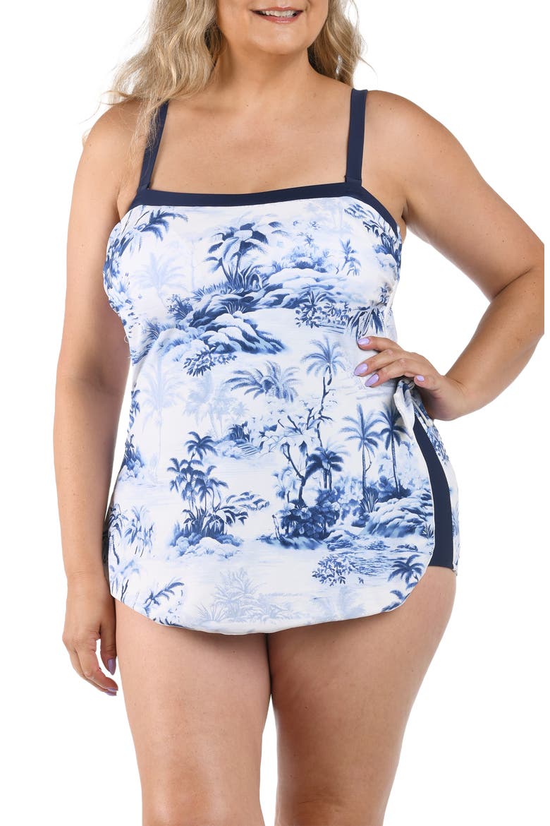 Toile Bandeau Sarong One-Piece Swimsuit, Main, color, WHITE