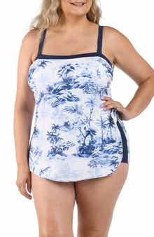 Toile Bandeau Sarong One-Piece Swimsuit