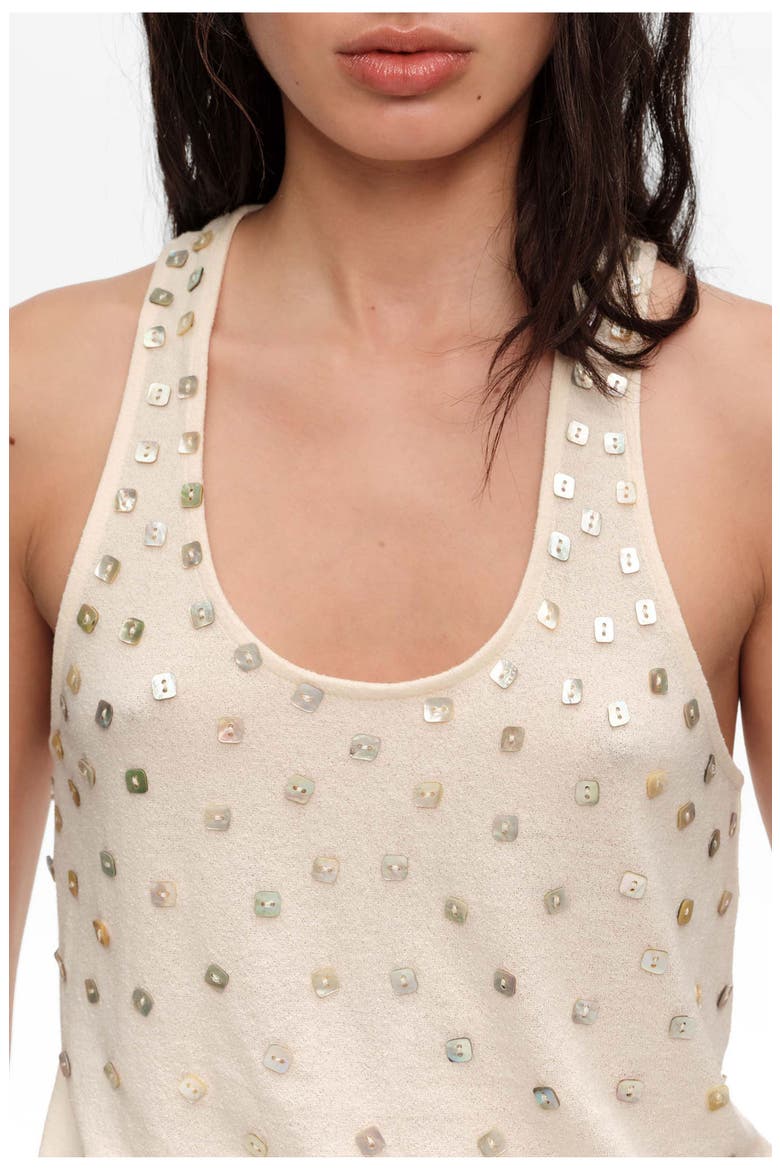 Top With Mother-Of-Pearl Pieces, Alternate, color, BEIGE
