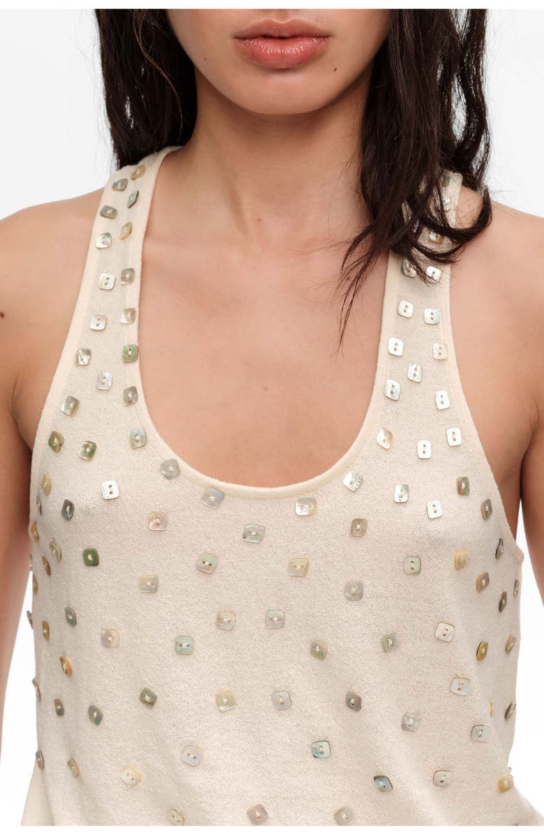 Bimba y Lola Top With Mother-Of-Pearl Pieces, Alternate, color, Beige