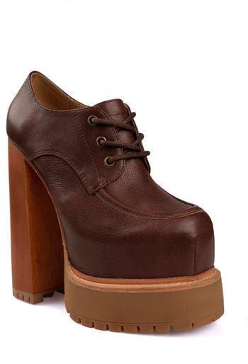 brown platform dress shoes Current Mood Vegan Leather Cork Platform Oxfords main image 0