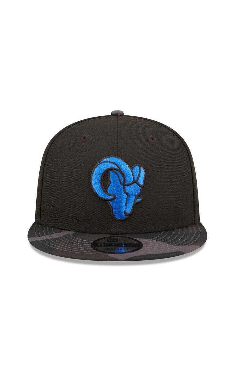 New Era Men's New Era Black Los Angeles Rams Camo Vizor 9FIFTY Snapback Hat, Alternate, color, 