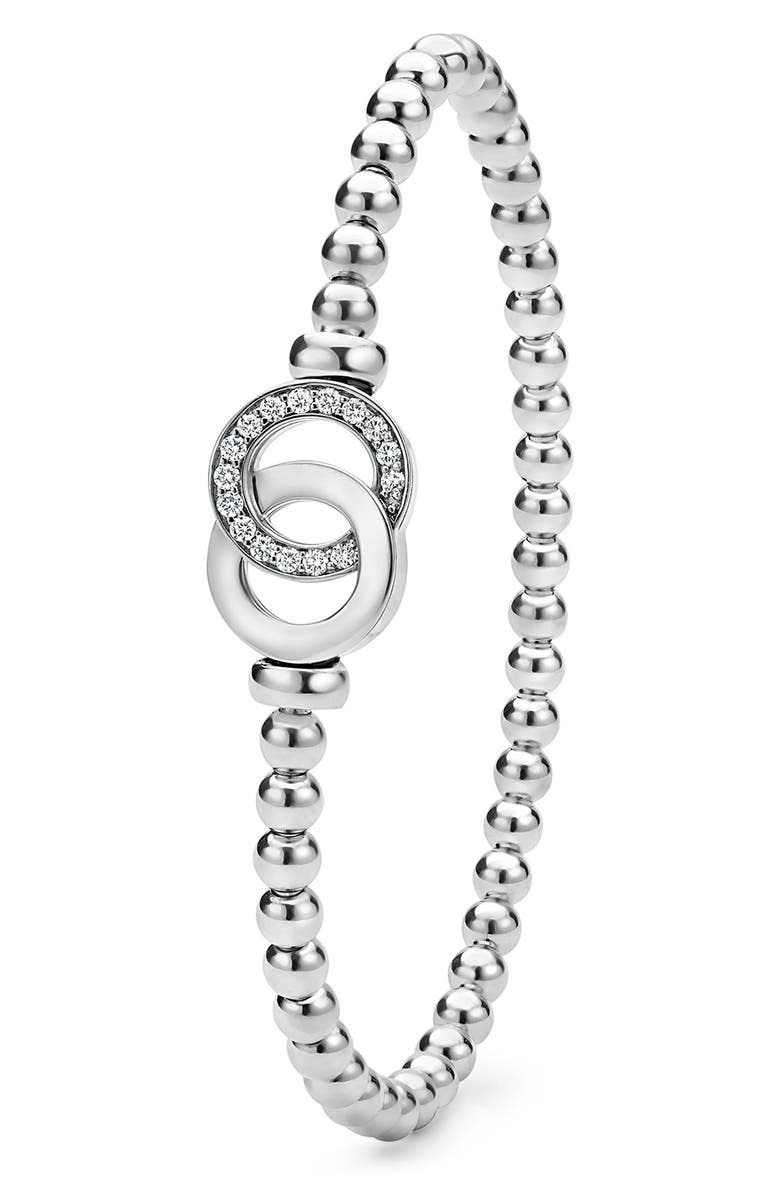 LAGOS Signature Caviar Interlocking Diamond Stretch Bracelet, Alternate, color, Silver
