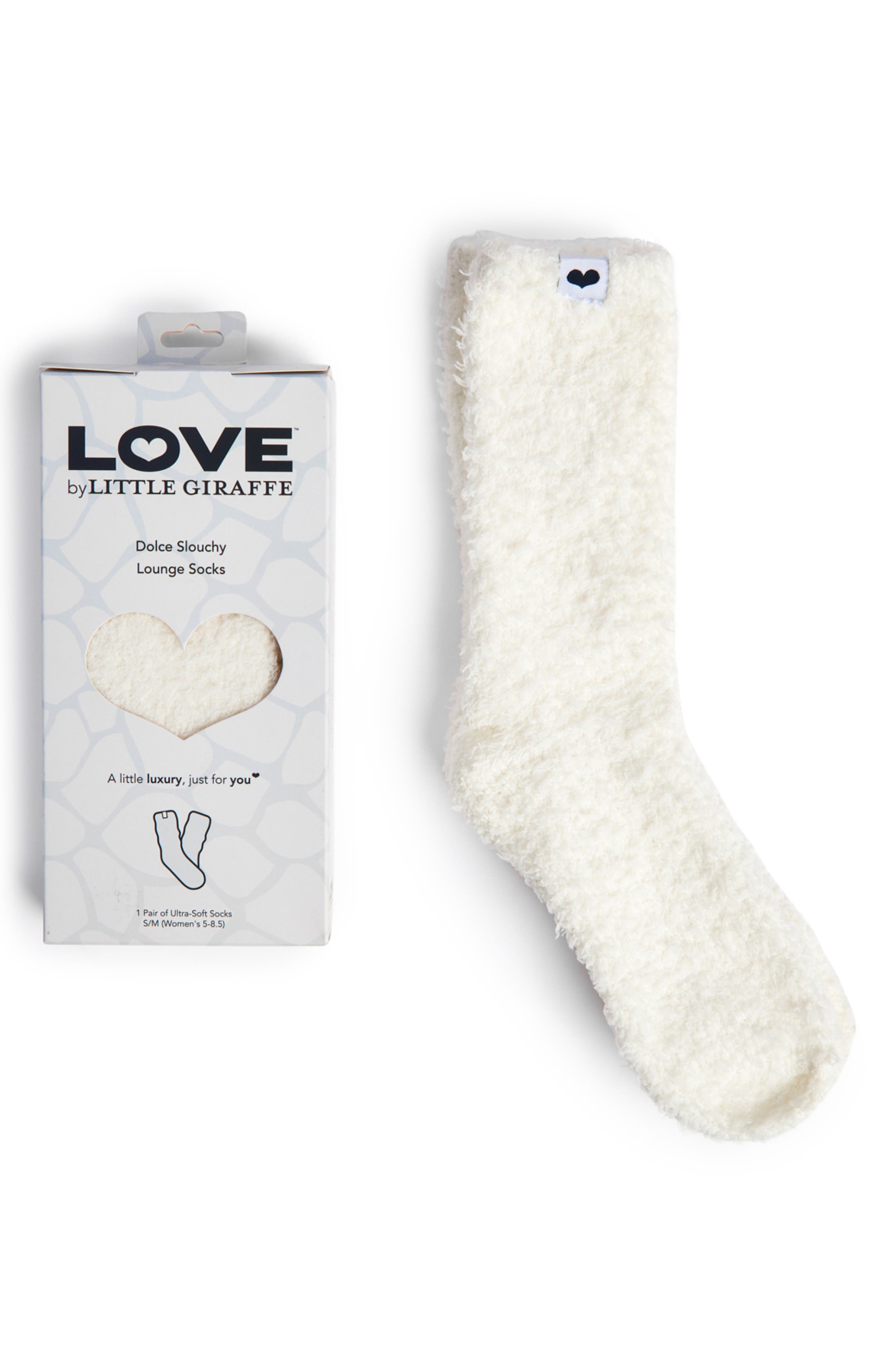 Little Giraffe Dolce Slouchy Lounge Socks, Alternate, color, Cream