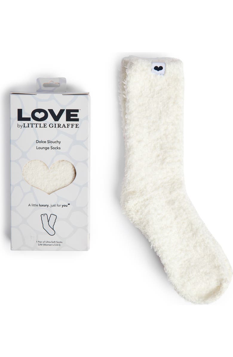 Little Giraffe Dolce Slouchy Lounge Socks, Alternate, color, Cream