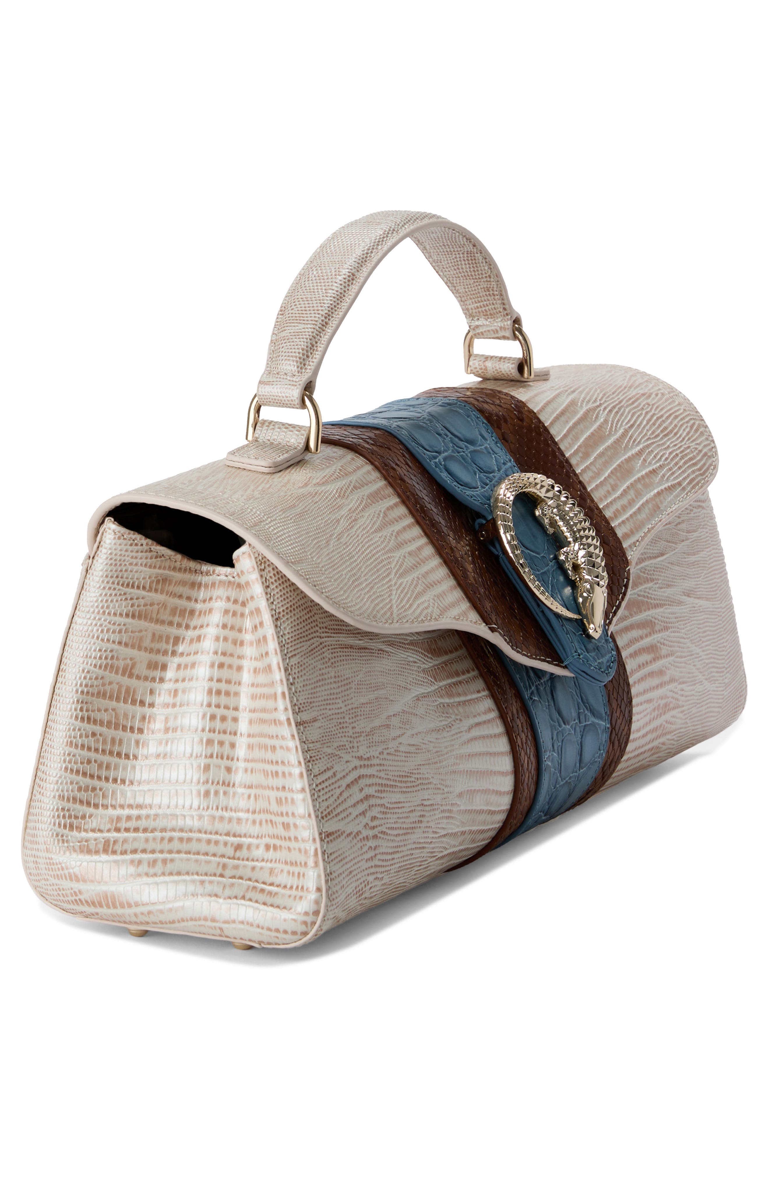 Brahmin Dayan Embossed Leather Shoulder Bag, Alternate, color, Blue