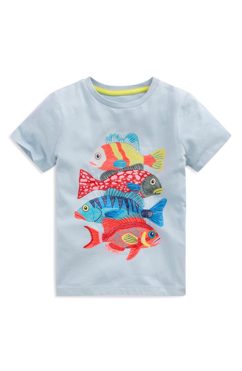 Mini Boden Kids' Fish Superstitch T-Shirt, Main, color, Niagra Mist Fish