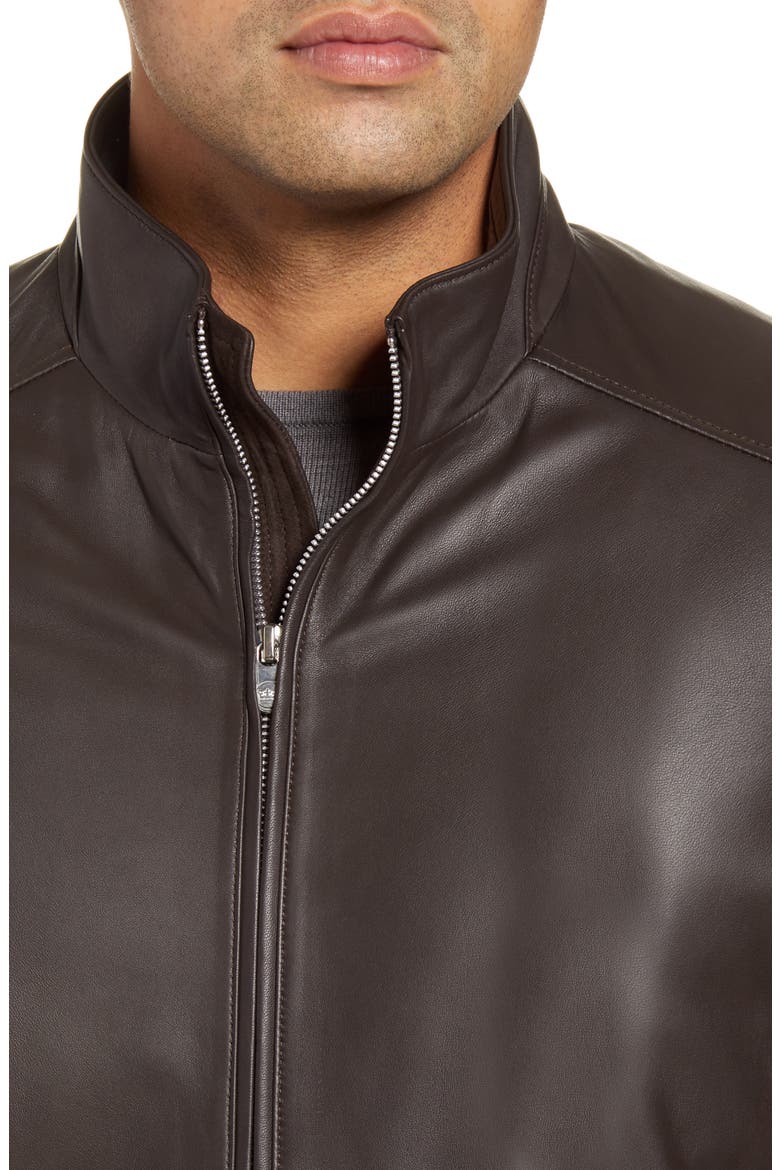 Leather Bomber Jacket, Alternate, color, CHOCOLATE
