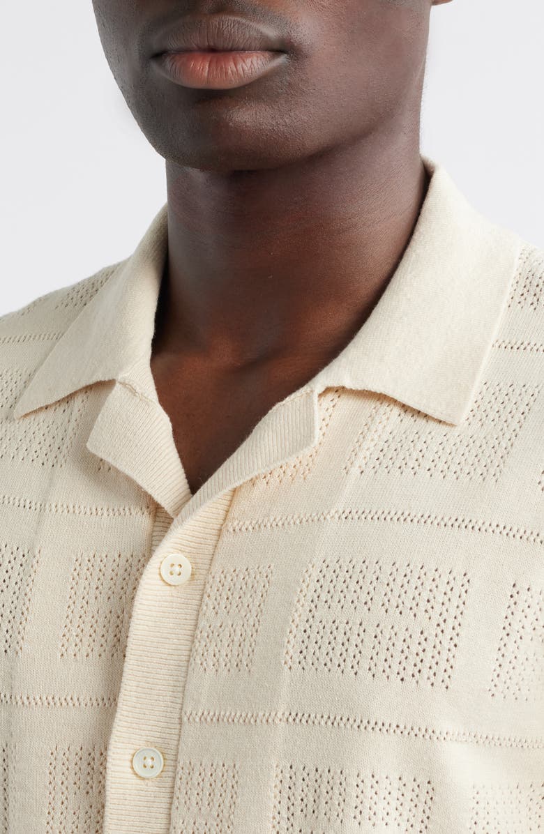 Rails Yates Pointelle Short Sleeve Cotton & Linen Knit Button-Up Shirt, Alternate, color,