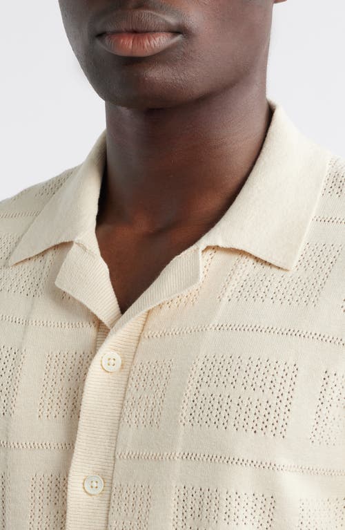 Rails Yates Pointelle Short Sleeve Cotton & Linen Knit Button-up Shirt In White