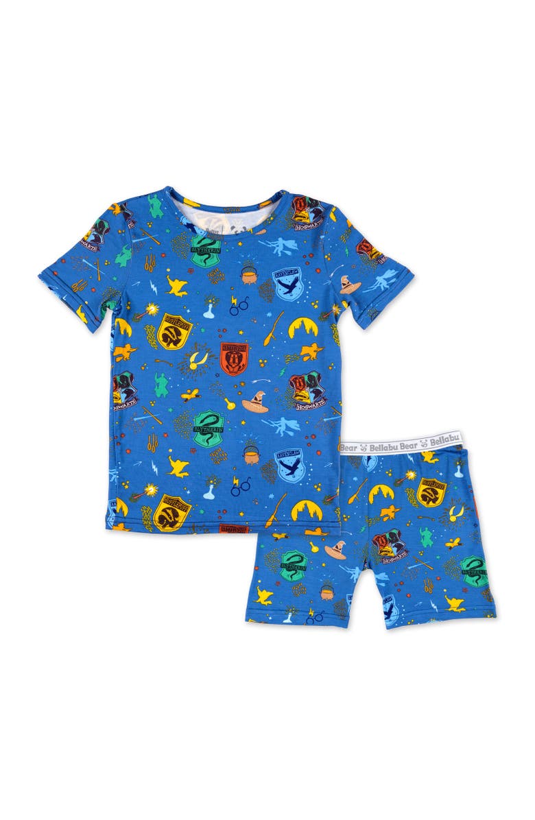 Bellabu Bear House Pride Kids 2-Piece Short Sleeve & Shorts Pajama Set, Main, color, House Pride