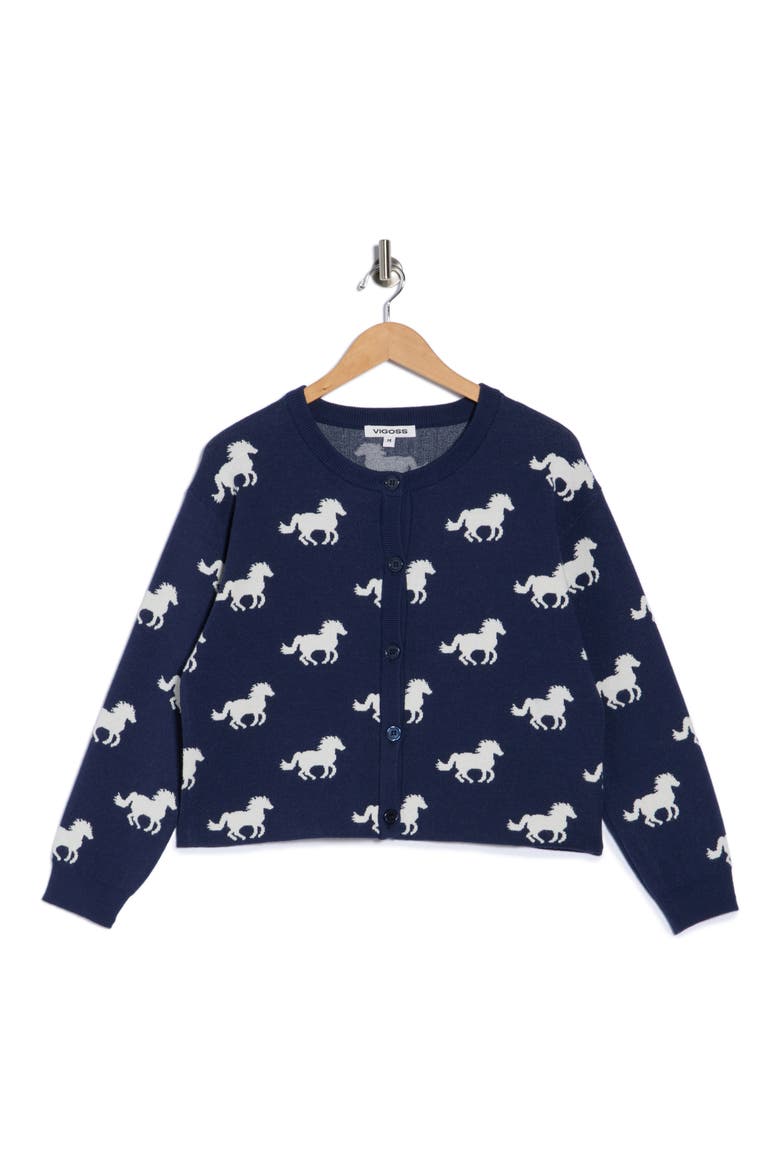 Horse Cardigan, Alternate, color, NAVY