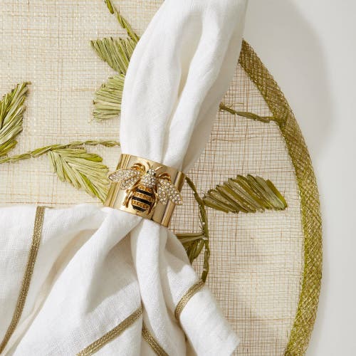 Joanna Buchanan Gold Trim Linen Dinner Napkins, Set Of Two In White