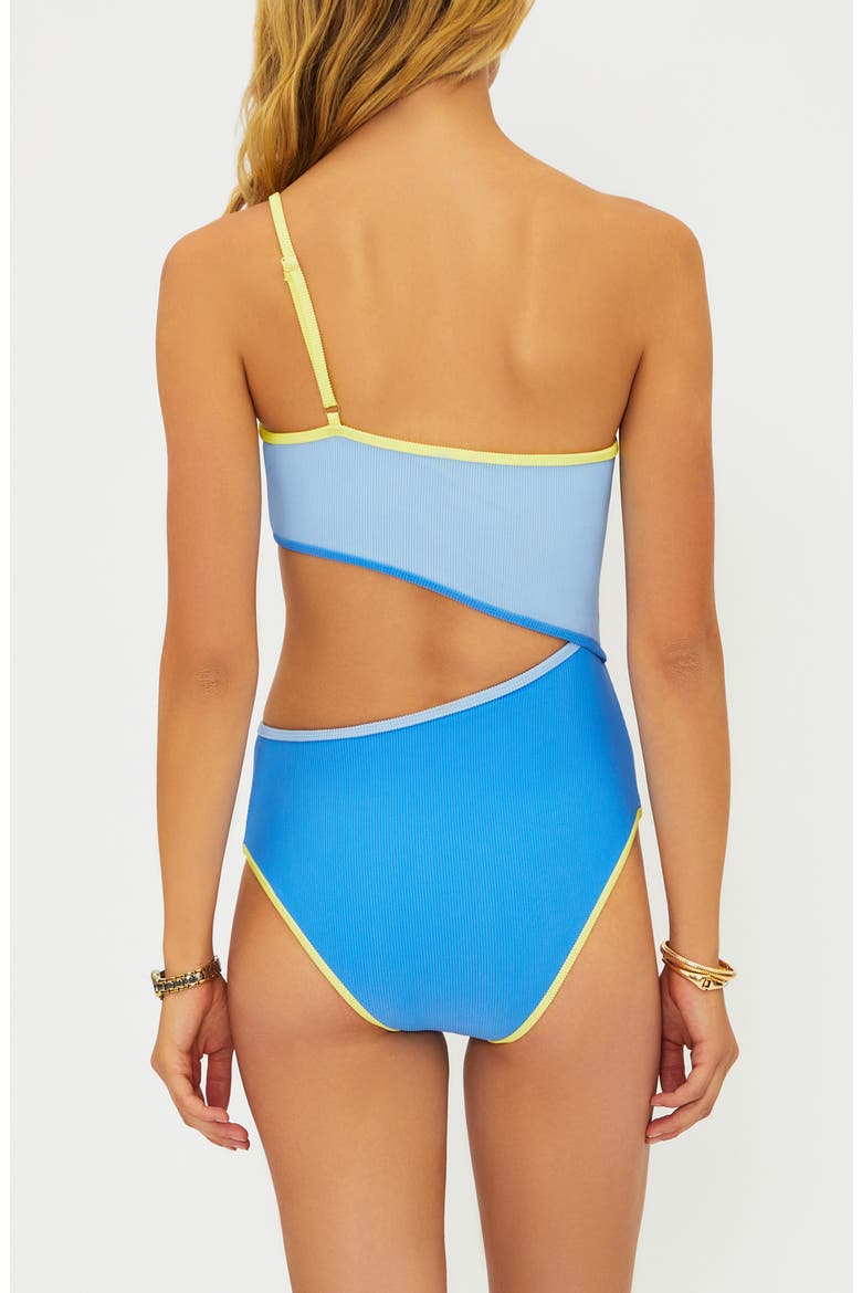 Liora Joyce Colorblock Cutout One-Shoulder One-Piece Swimsuit, Alternate, color, MARINA BLUE