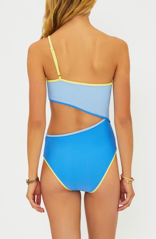 Beach Riot Liora Joyce Colorblock Cutout One-shoulder One-piece Swimsuit In Blue