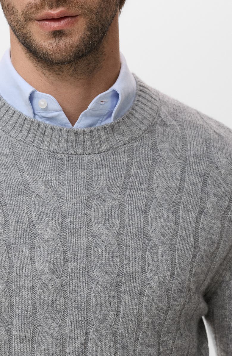 MANGO Braided Cable Knit Wool Sweater, Alternate, color, Medium Heather Grey