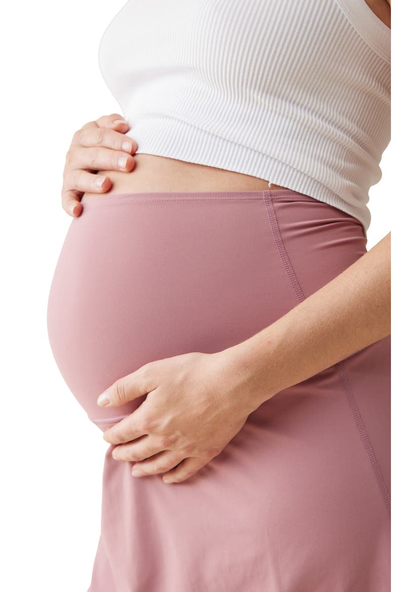 Set of Two Maternity Skorts, Alternate, color, BLACK/ DUSTY ROSE