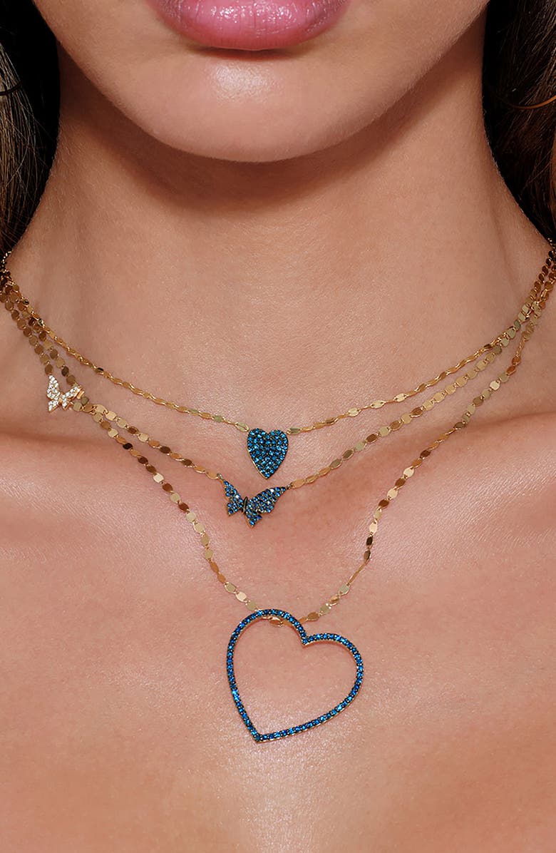 LANA 14K Gold White & Blue Diamond Pendant Necklace, Alternate, color, Yellow Gold