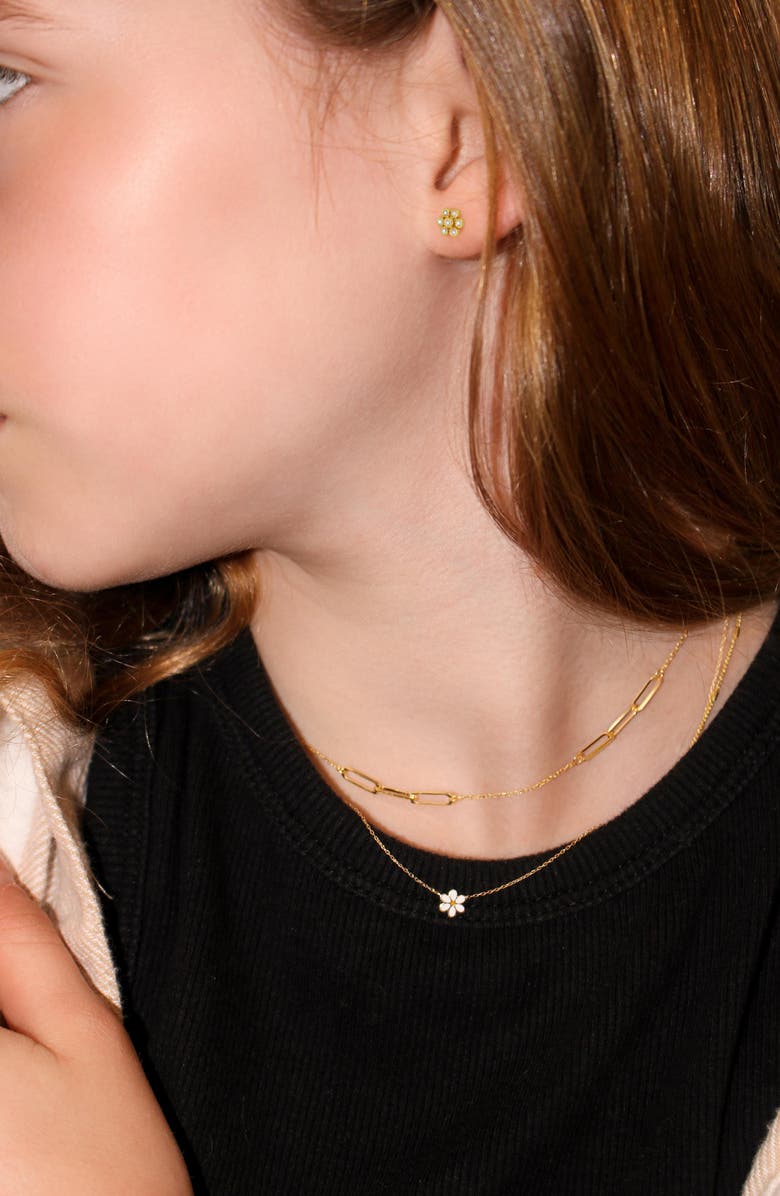 Bony Levy Kids' 14K Gold Enamel Daisy Pendant Necklace, Alternate, color, 