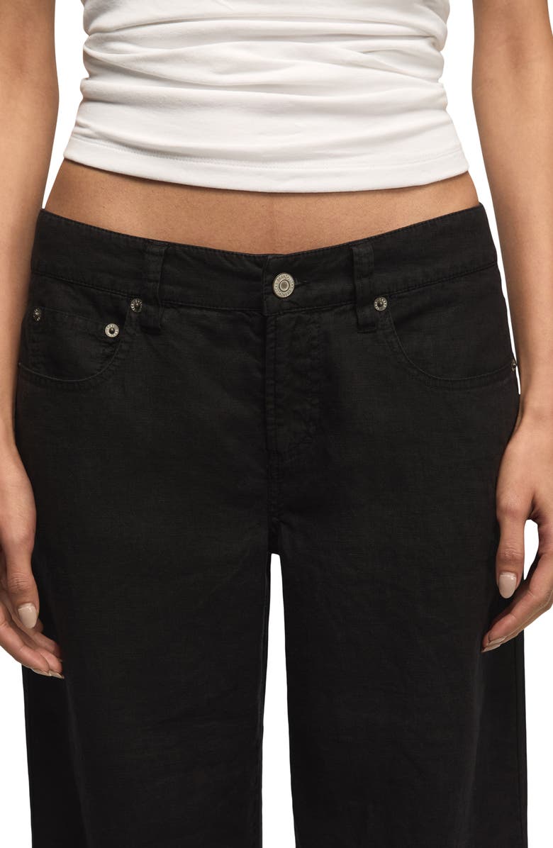 Lucky Brand Baggy Wide Leg Linen Pants, Alternate, color, Caviar