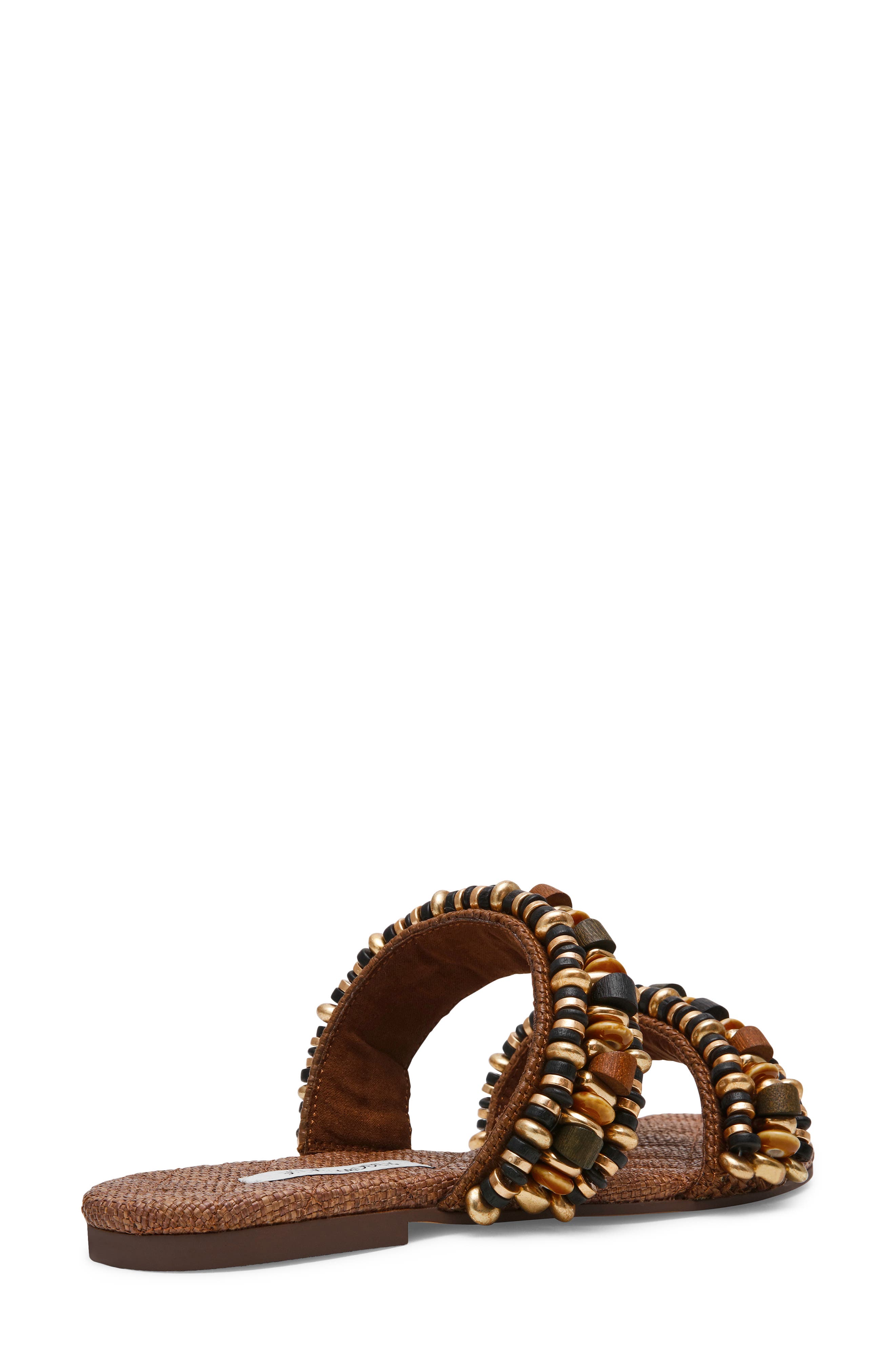Steve Madden Messima Beaded Two-Strap Sandal, Alternate, color, Brown Raffia