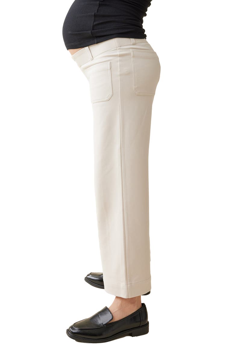 Crop Wide Leg Maternity Pants, Alternate, color, STONE