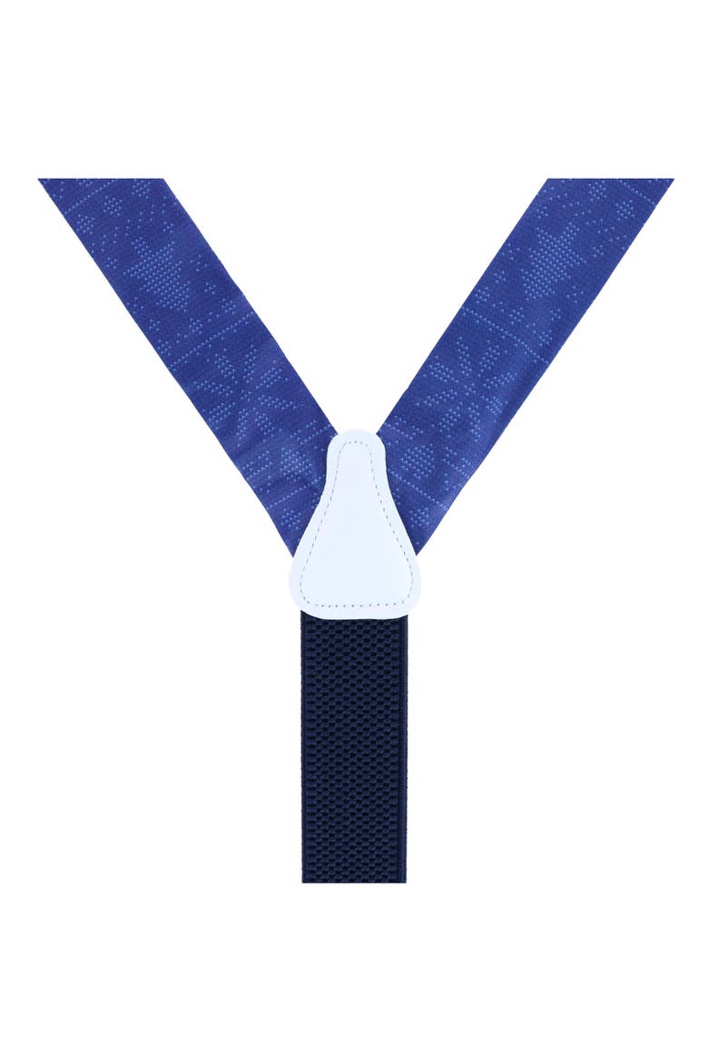 Ugly Christmas Sweater Navy Blue Silk Button End Suspenders, Alternate, color, Navy