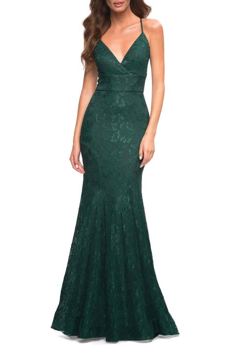 Stretch Lace Gown with Flattering Seams at Waist