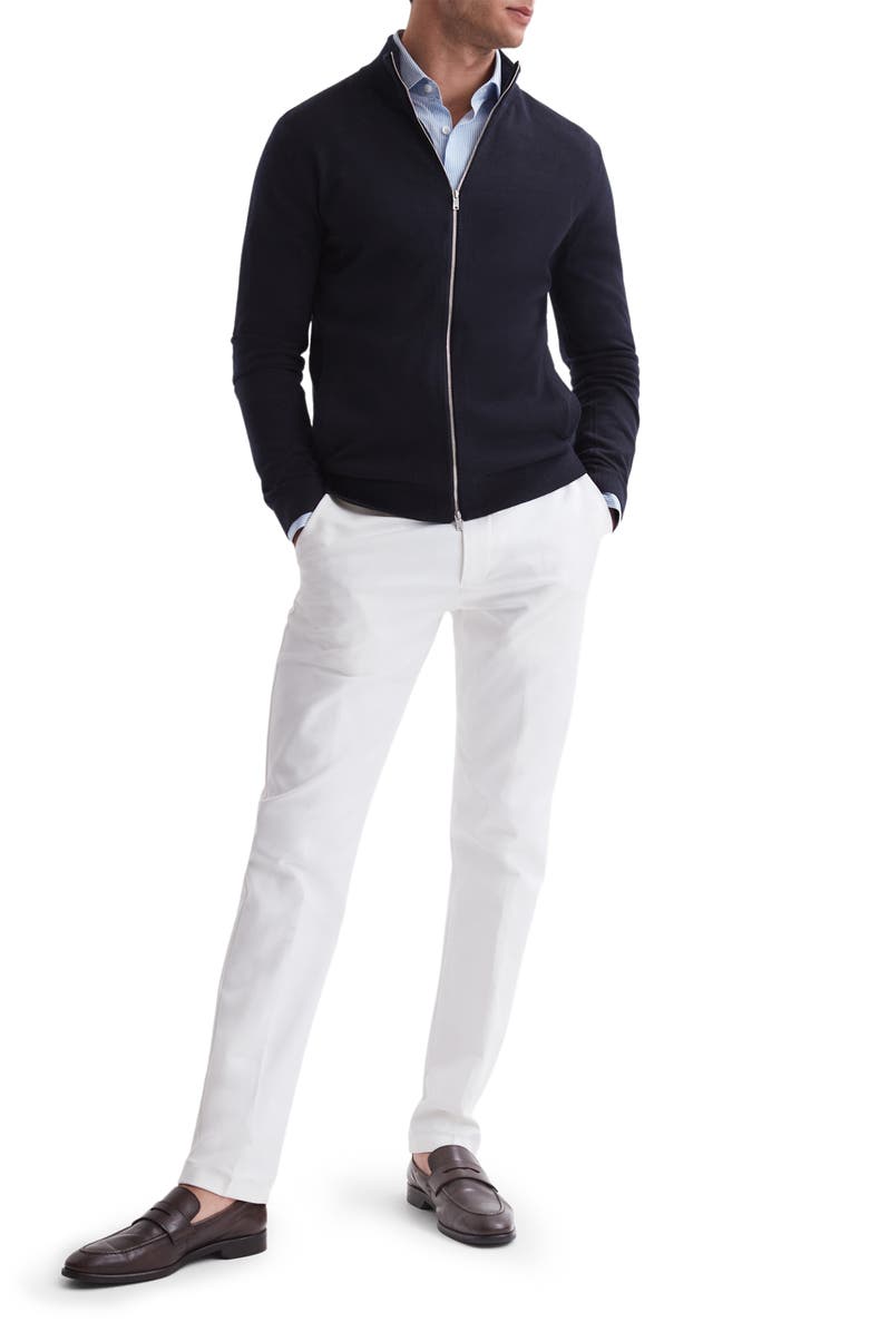 Reiss Hampshire Wool Zip Cardigan, Alternate, color, Navy