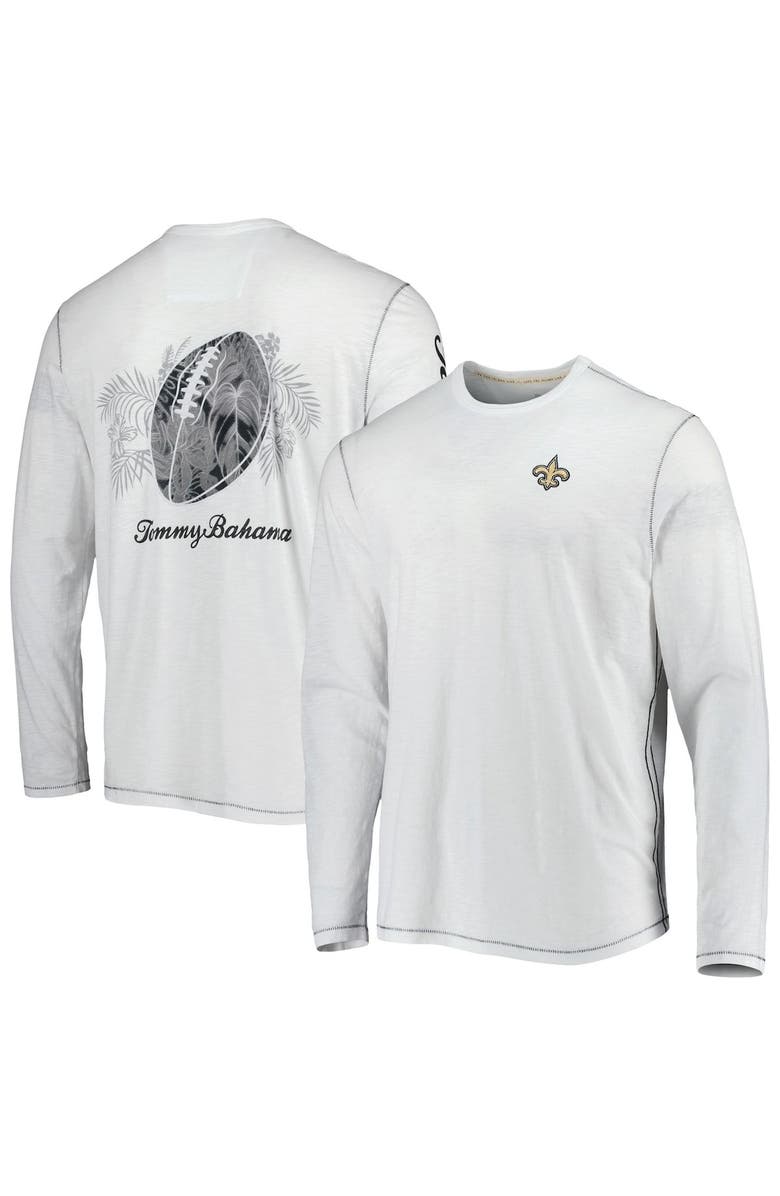 Tommy Bahama Men's Tommy Bahama White New Orleans Saints Laces Out Billboard Long Sleeve T-Shirt, Main, color, White