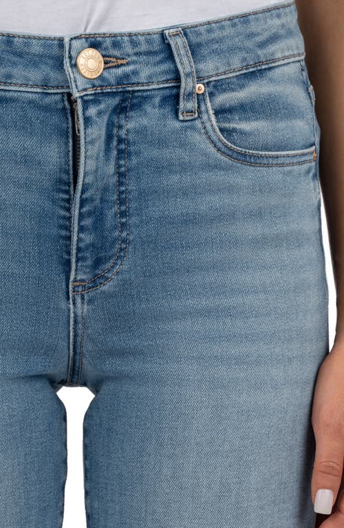 Kut From The Kloth Kelsey Fab Ab High Waist Raw Hem Ankle Kick Flare Jeans In Simplicity Blue