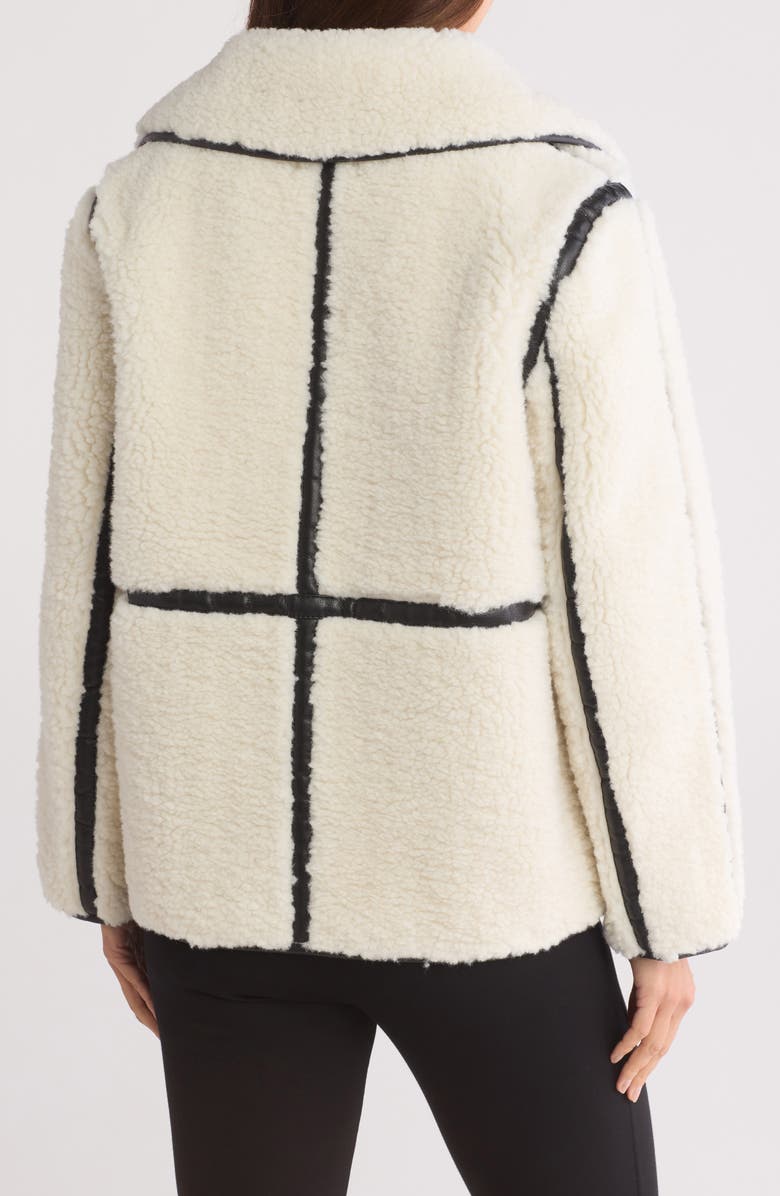 JASON WU Faux Leather Trim Faux Shearling Coat, Alternate, color, 