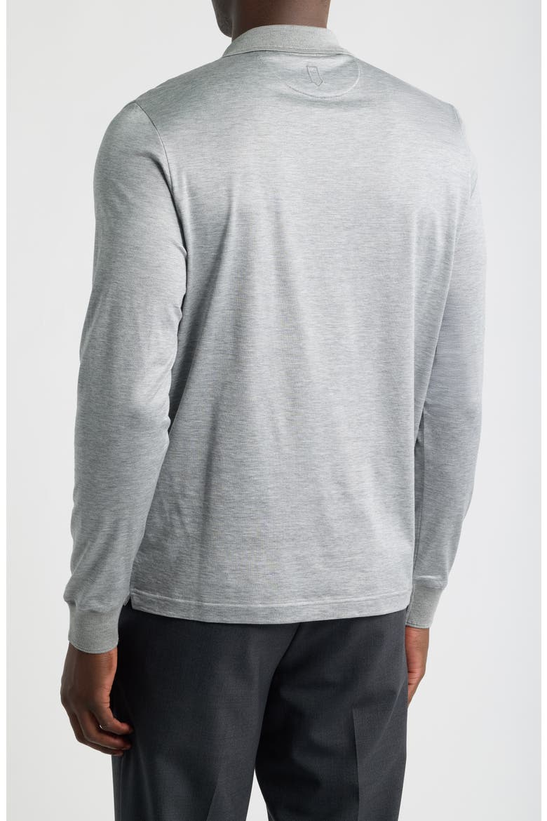 Silk & Cotton Long Sleeve Polo, Alternate, color, LIGHT GREY