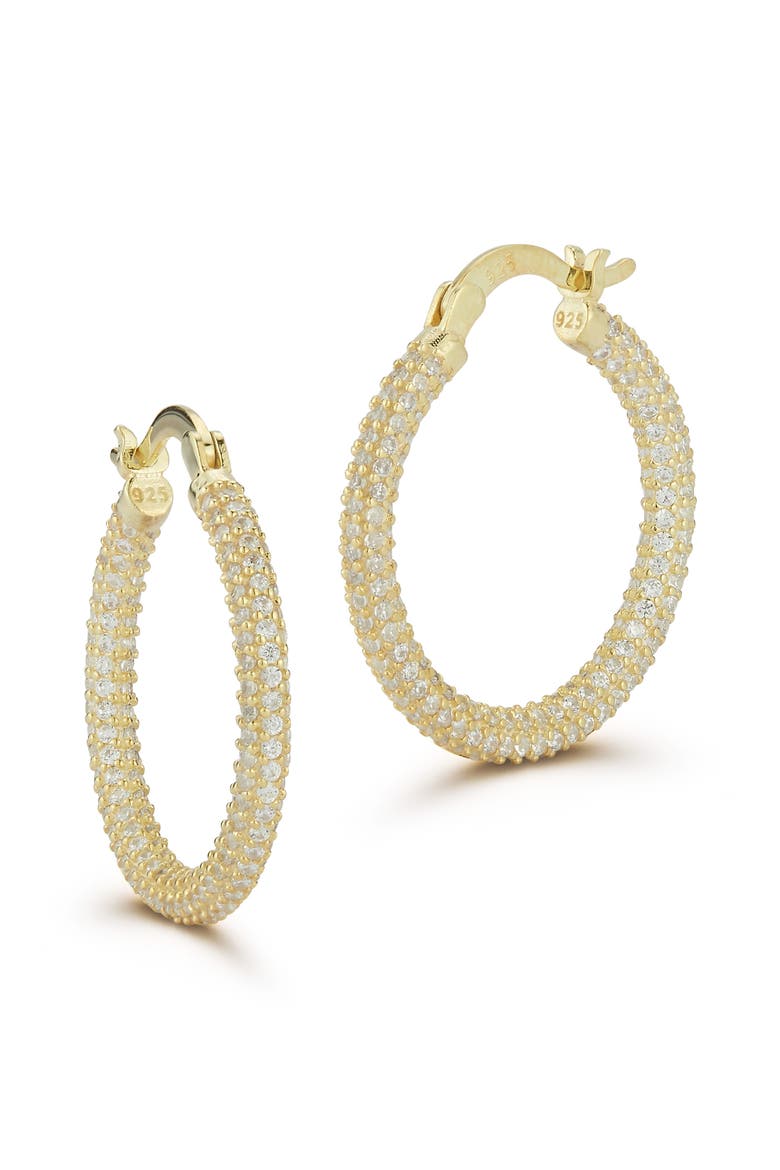 Small Pave Hoop Earrings, Main, color, GOLD