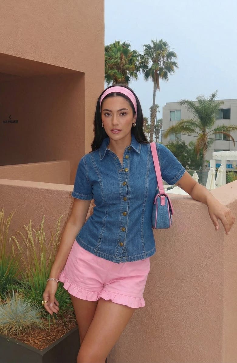 Modenaire Tailored Denim Front Button Shirt, Alternate, color, Indigo / Medium-Wash