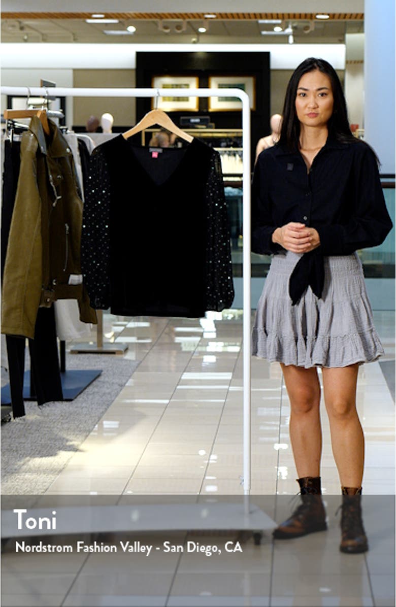 Rhinestone Balloon Sleeve Velvet Top, sales video thumbnail