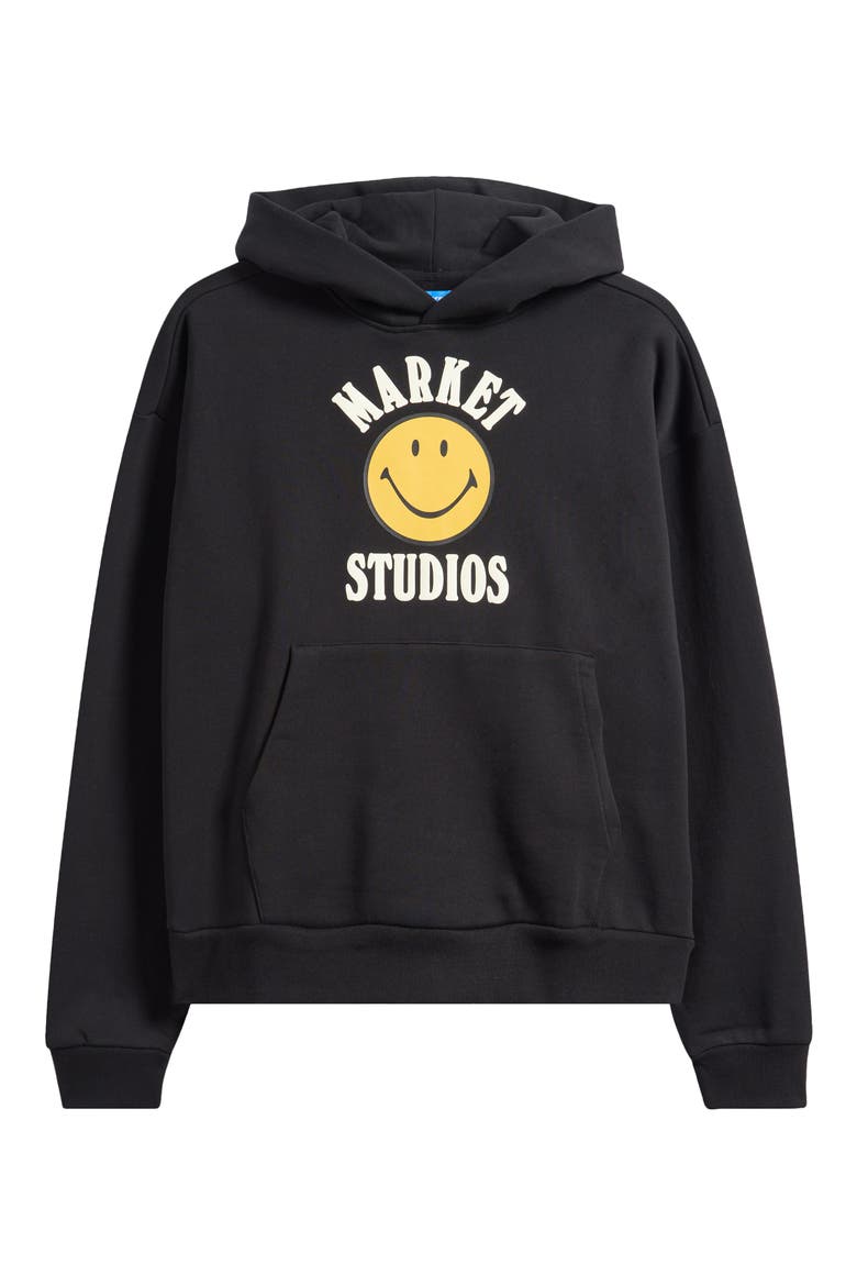 SMILEY® Lockup Graphic Hoodie, Alternate, color, BLACK