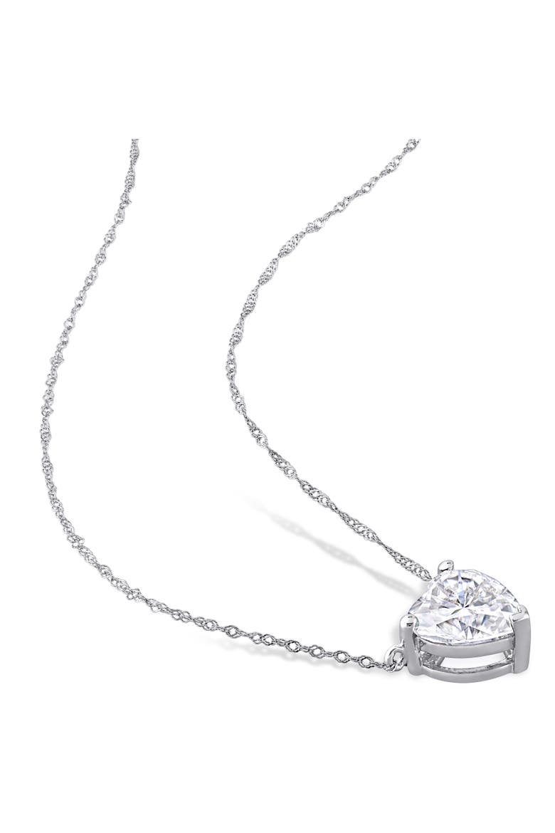 Moissanite Heart Solitaire Necklace 10k, Alternate, color, 10k White Gold
