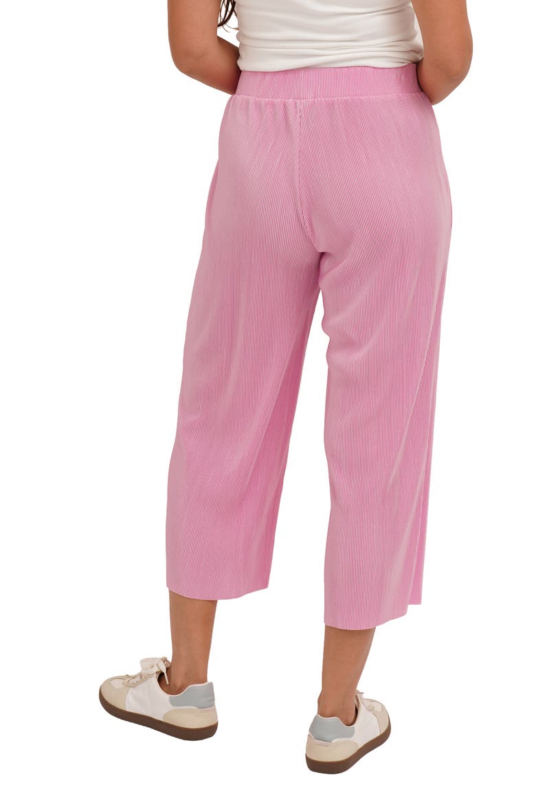 Plisse Wide Leg Crop Pants, Alternate, color, BON BON
