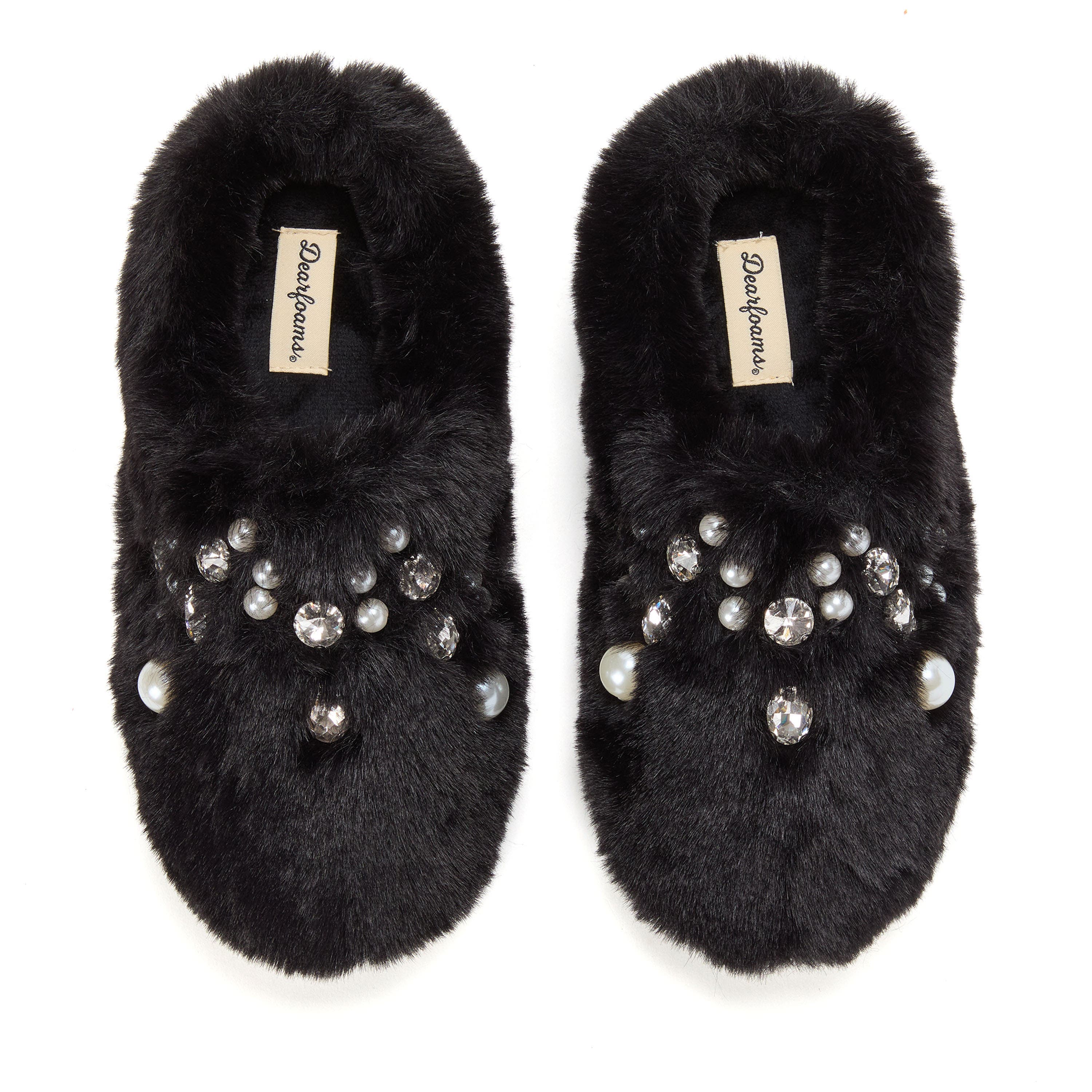 Annabelle Pile Clog With Embellishment Slippers, Alternate, color, BLACK