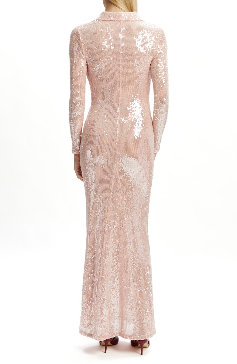 Bardot Lorel Sequin Plunge Long Sleeve Maxi Dress, Alternate, color, Bliss Pink