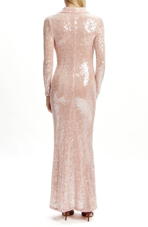 Bardot Lorel Sequin Plunge Long Sleeve Maxi Dress In Pink
