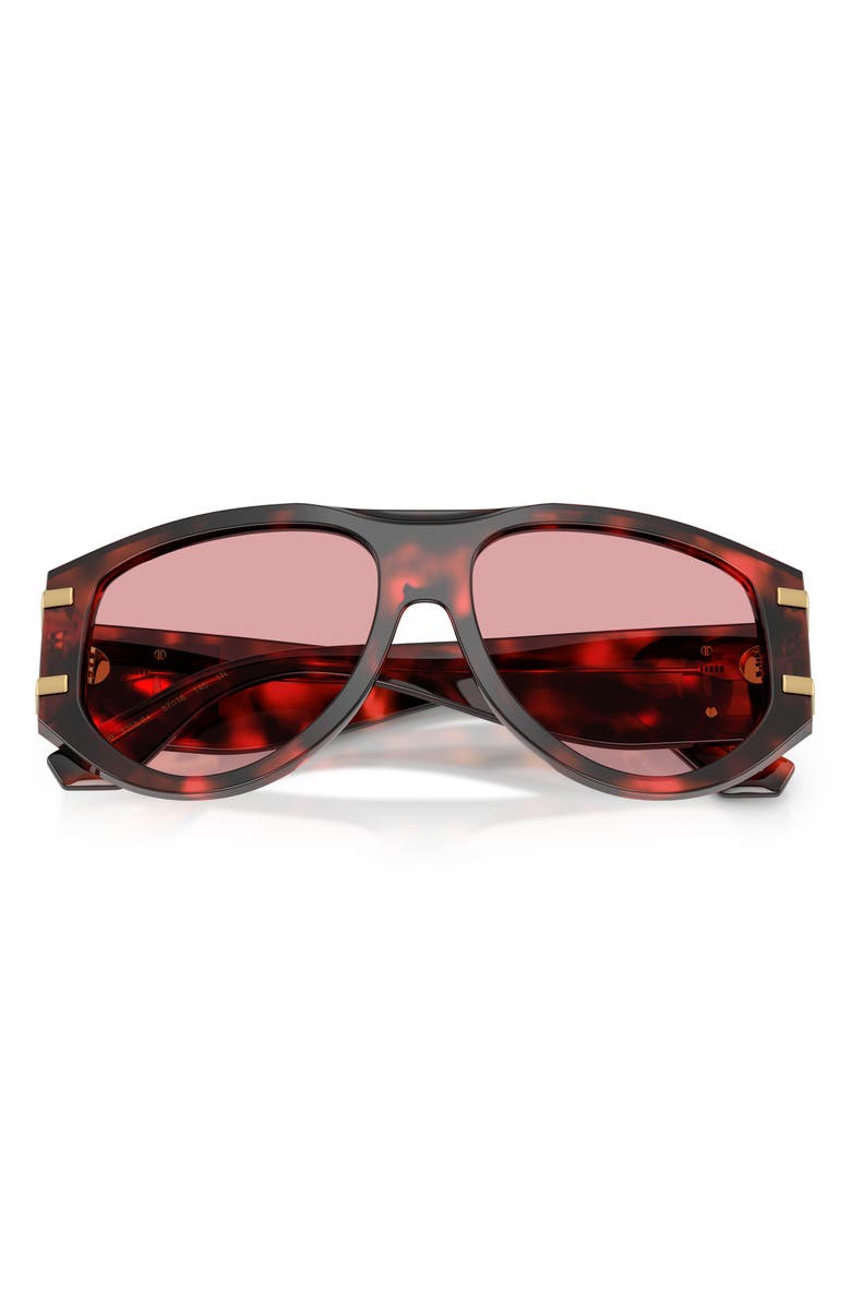 Dolce&Gabbana 57mm Pilot Sunglasses, Alternate, color, Red Havana / Light Violet