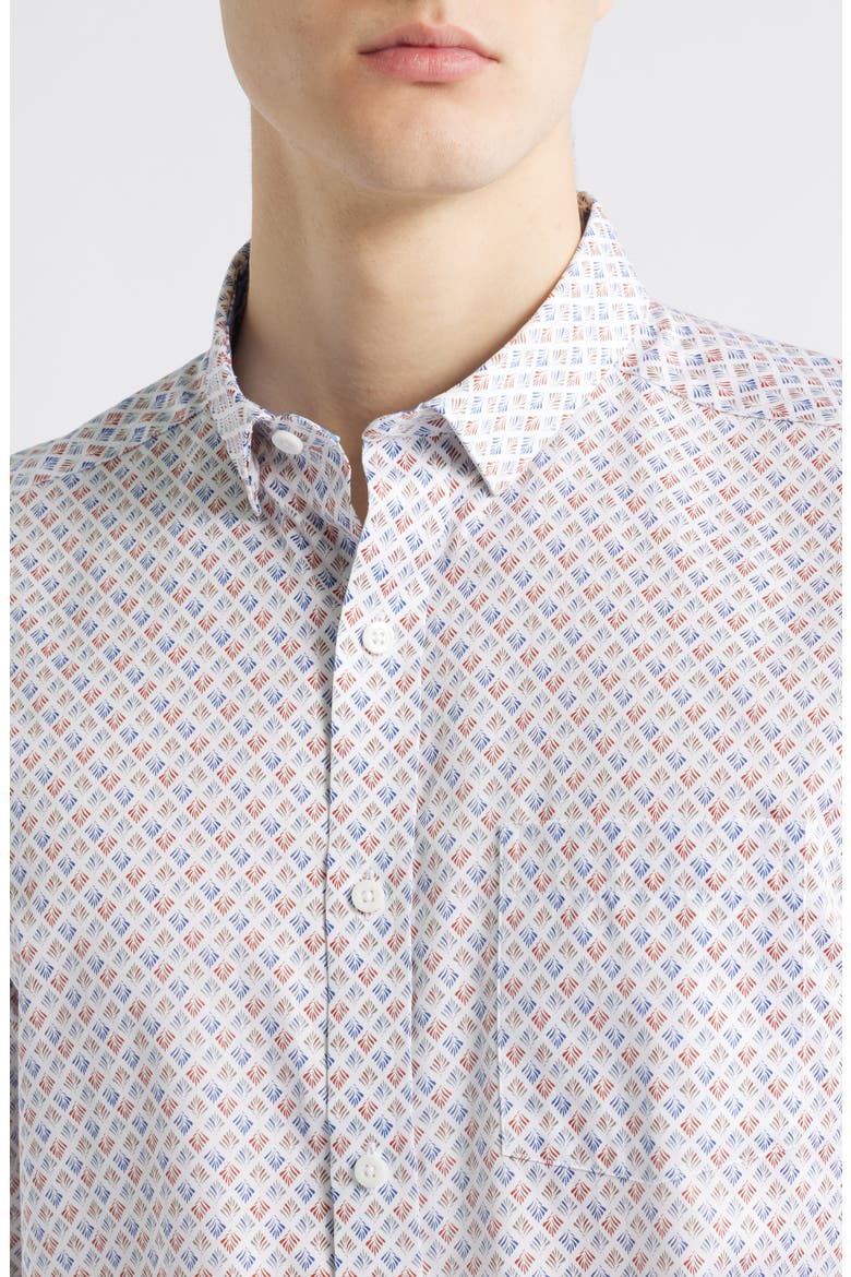 Fan Print Button-Up Shirt, Alternate, color, WHITE MULTI