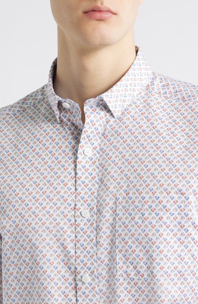 Johnston & Murphy Fan Print Button-Up Shirt, Alternate, color, White Multi