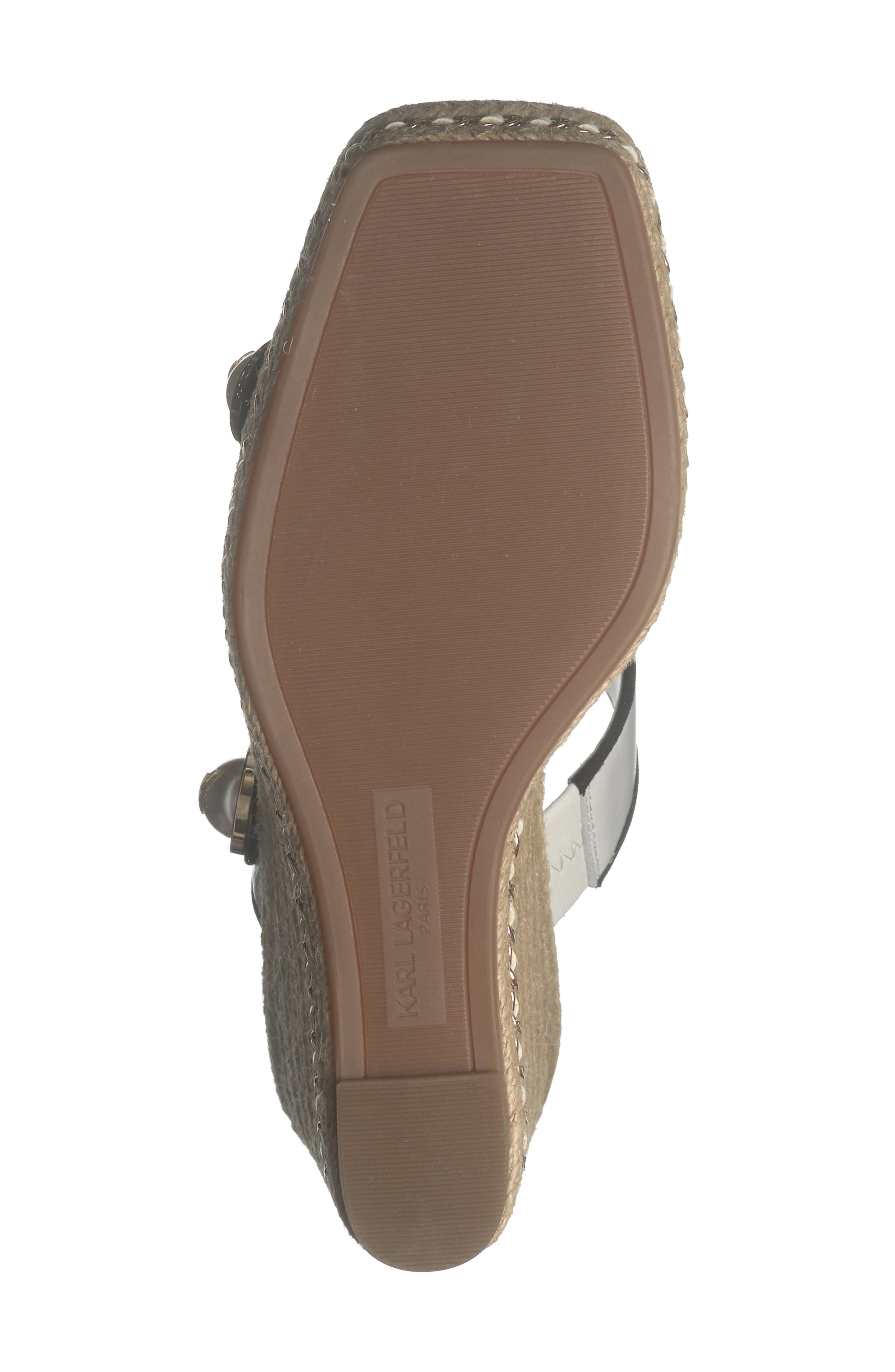 KARL LAGERFELD PARIS Carsen Espadrille Platform Wedge Sandal, Alternate, color, Bright White/ Black