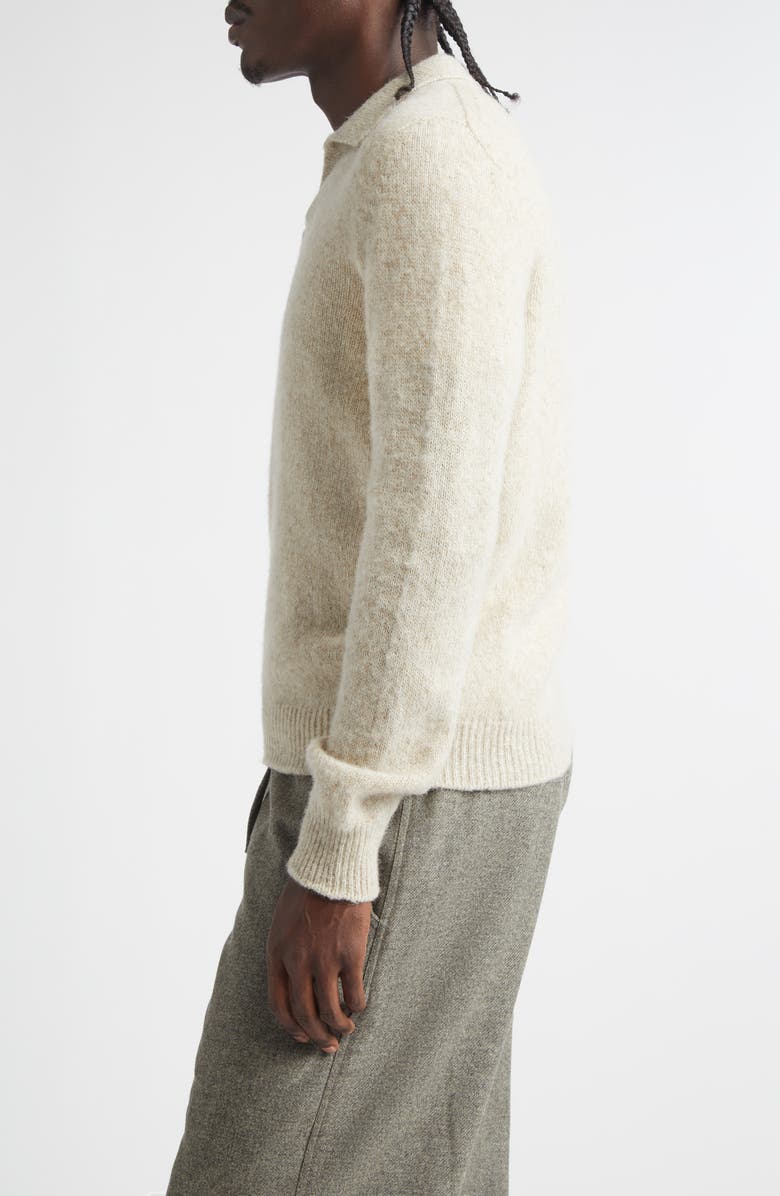 De Bonne Facture Long Sleeve Wool Polo Sweater, Alternate, color, Biscuit