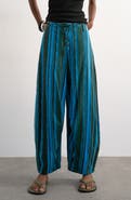 Topshop Stripe Linen Blend Barrel Pants