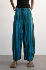 Topshop Stripe Linen Blend Barrel Pants