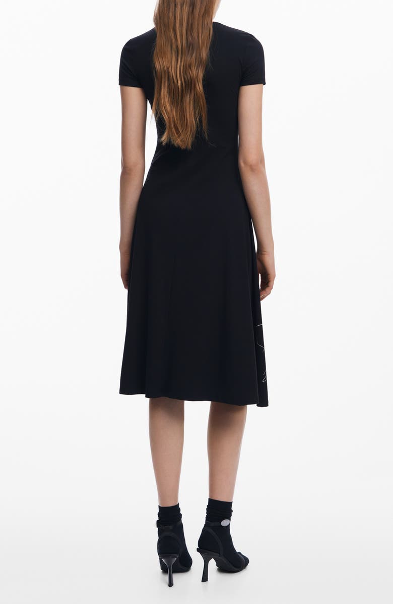 Desigual A-Line Midi Dress, Alternate, color, Black